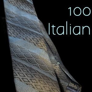 Dion Collection Silk Skinny Tie - Blue & Gray Pattern